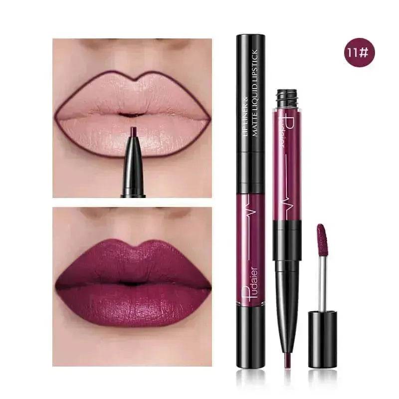 Pudaier Matte Lip Gloss Lip Liner 2 in1 Maquiagem Profissional Completa Agate Red Lip Tint Plumper Tattoo Makeup liquid Lipstick EX-STOCK Canada