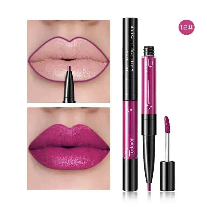 Pudaier Matte Lip Gloss Lip Liner 2 in1 Maquiagem Profissional Completa Agate Red Lip Tint Plumper Tattoo Makeup liquid Lipstick EX-STOCK Canada
