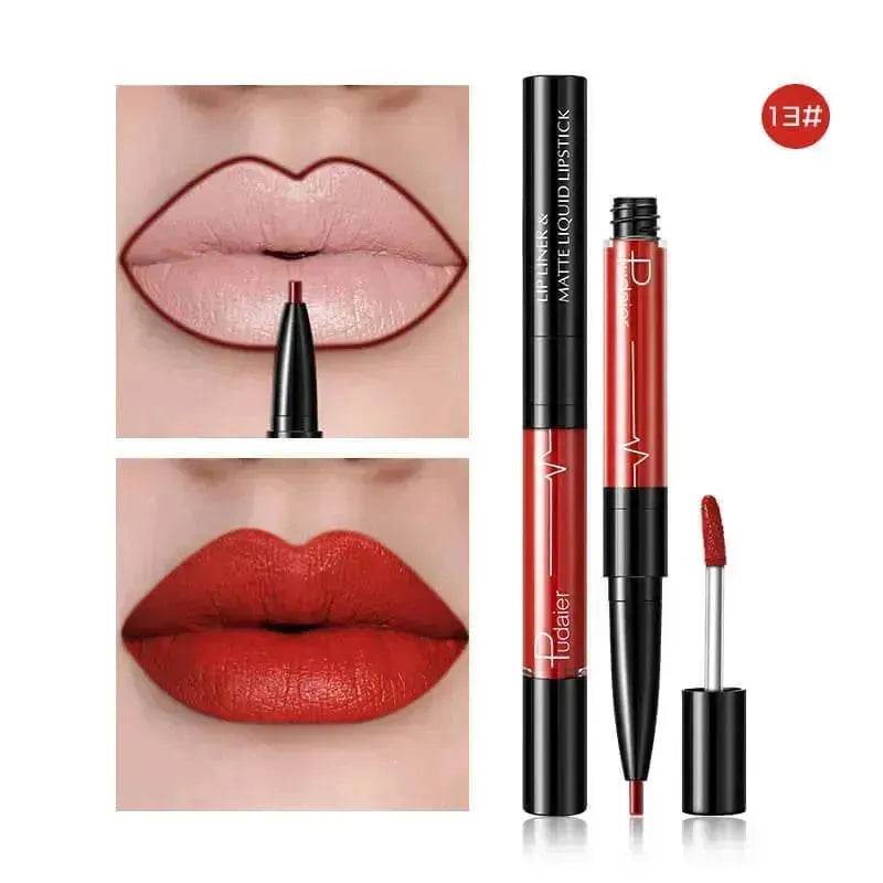 Pudaier Matte Lip Gloss Lip Liner 2 in1 Maquiagem Profissional Completa Agate Red Lip Tint Plumper Tattoo Makeup liquid Lipstick EX-STOCK Canada