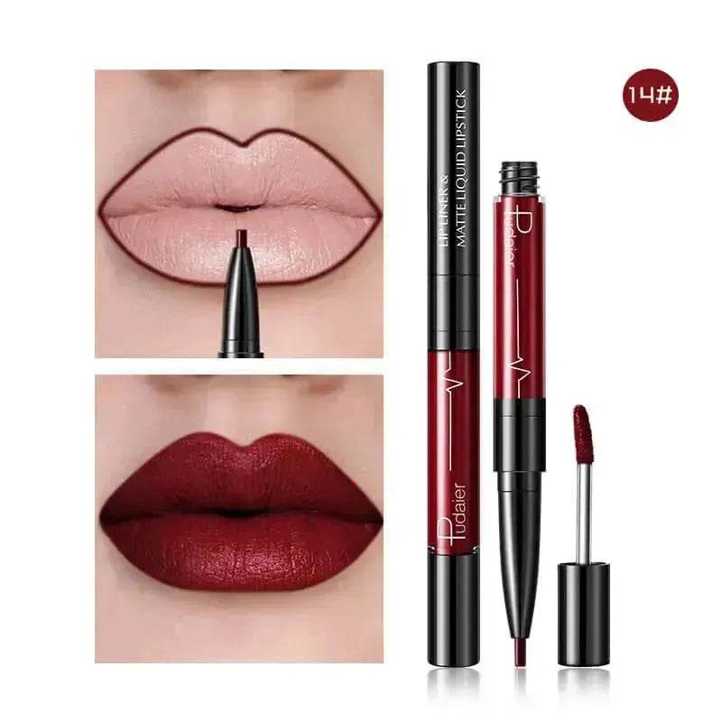 Pudaier Matte Lip Gloss Lip Liner 2 in1 Maquiagem Profissional Completa Agate Red Lip Tint Plumper Tattoo Makeup liquid Lipstick EX-STOCK Canada
