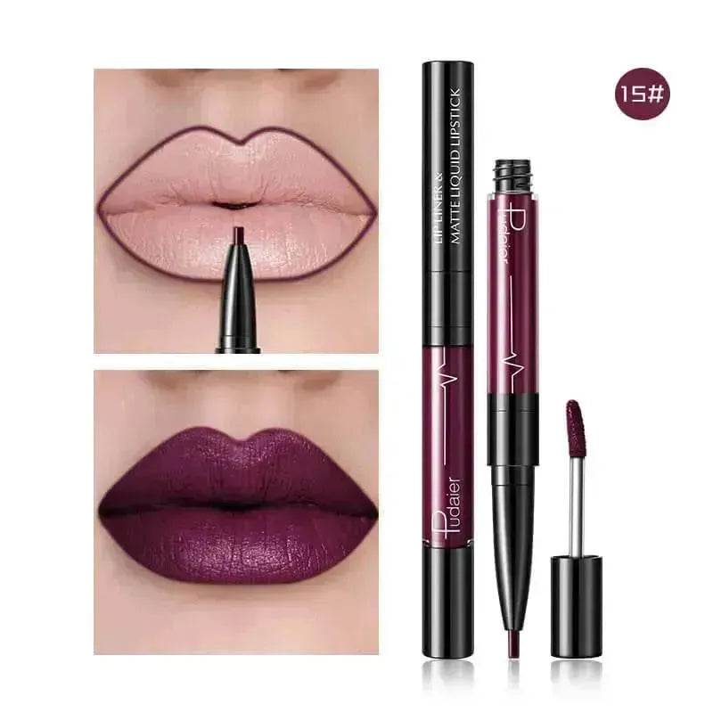 Pudaier Matte Lip Gloss Lip Liner 2 in1 Maquiagem Profissional Completa Agate Red Lip Tint Plumper Tattoo Makeup liquid Lipstick EX-STOCK Canada