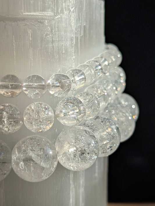 Clear Crackle Quartz Bracelet — 6mm, 8mm & 12mm Beads