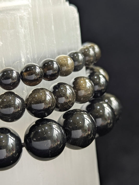 Golden Obsidian Bracelet — 6mm, 8mm & 12mm round Beads
