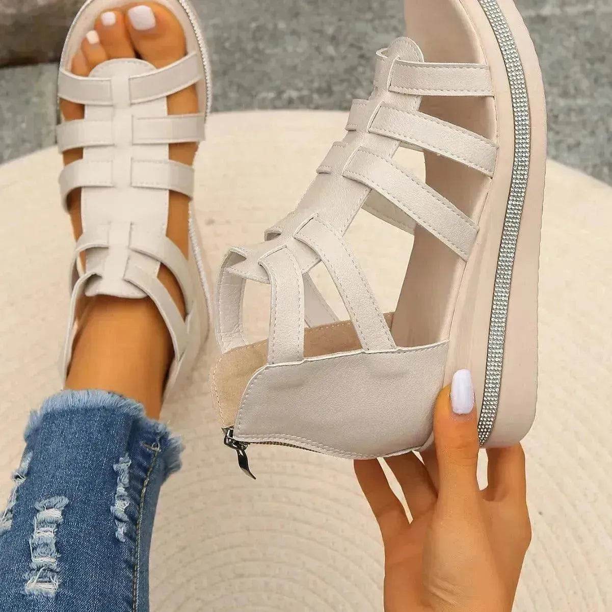 Roman Style Summer Women's Wedge Platform Chunky Sandals for Women - Velora