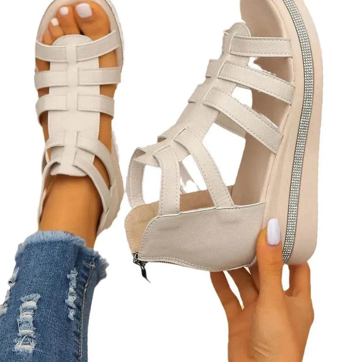 Roman Style Summer Women's Wedge Platform Chunky Sandals for Women - Velora