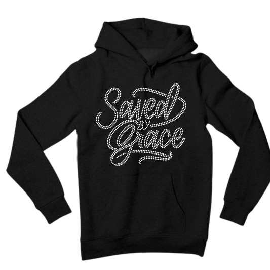 Saved By Grace Rhinestone Shirt – Christian Faith Sparkle Bling Tee | Blingdazzel