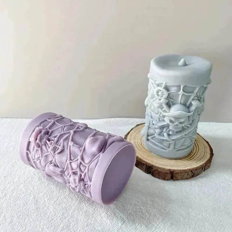 Skull Ornament Cylindrical Scented Candle Mould