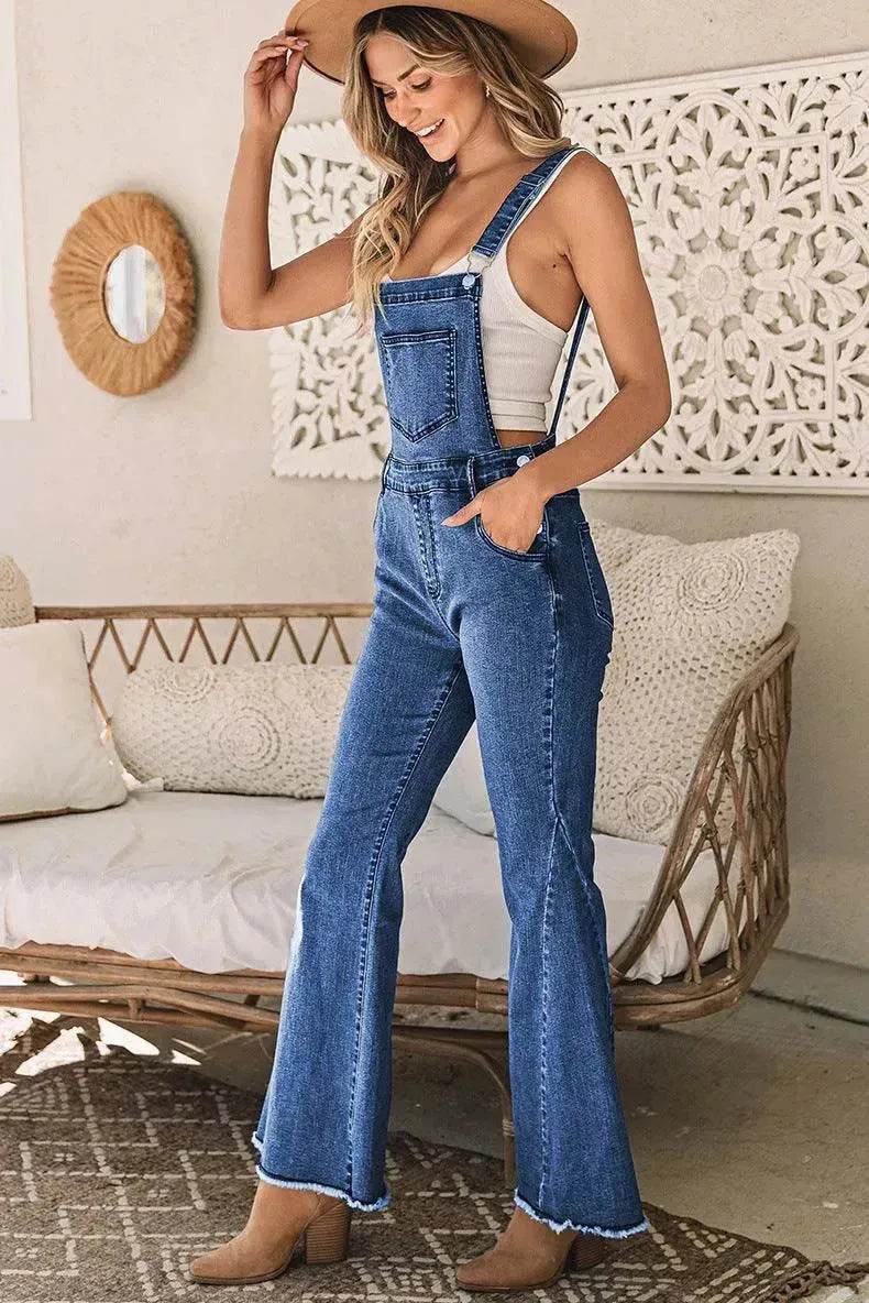 Sleeveless Jumpsuit All-match Multi-pocket Flared Pants - Velora