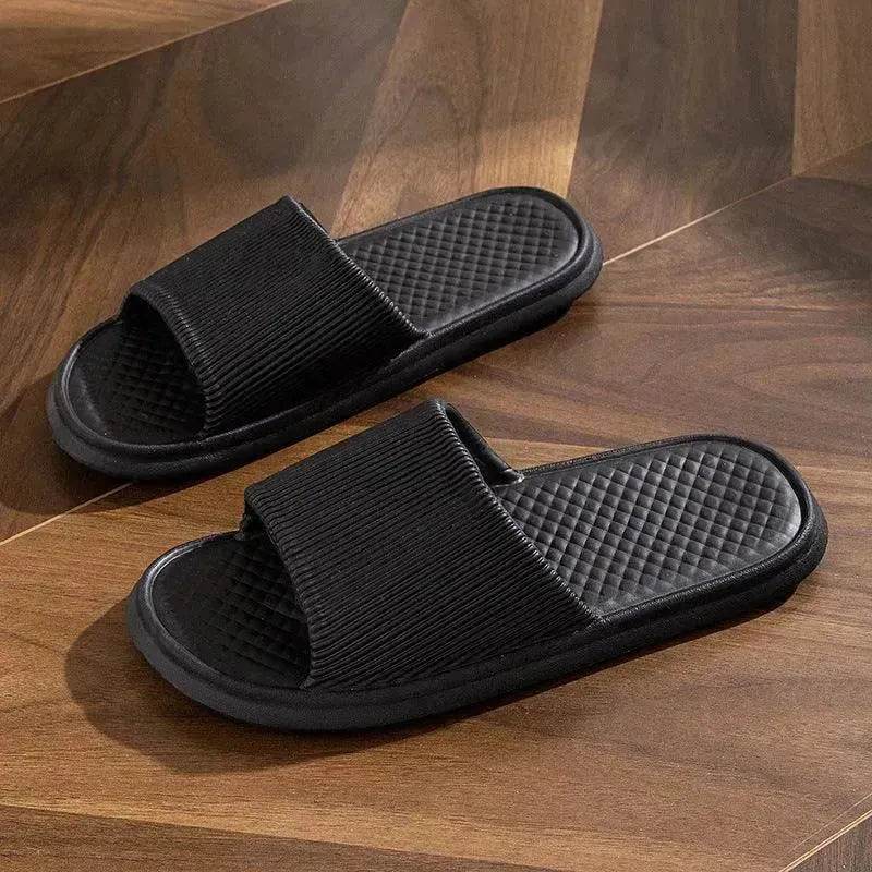 Summer Slipper Indoor House Shoes For Men Women Couples Solid Color Rhombus Striped Non-slip Bathroom Slippers - Velora