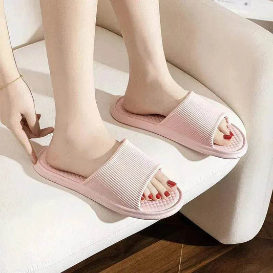 Summer Slipper Indoor House Shoes For Men Women Couples Solid Color Rhombus Striped Non-slip Bathroom Slippers - Velora