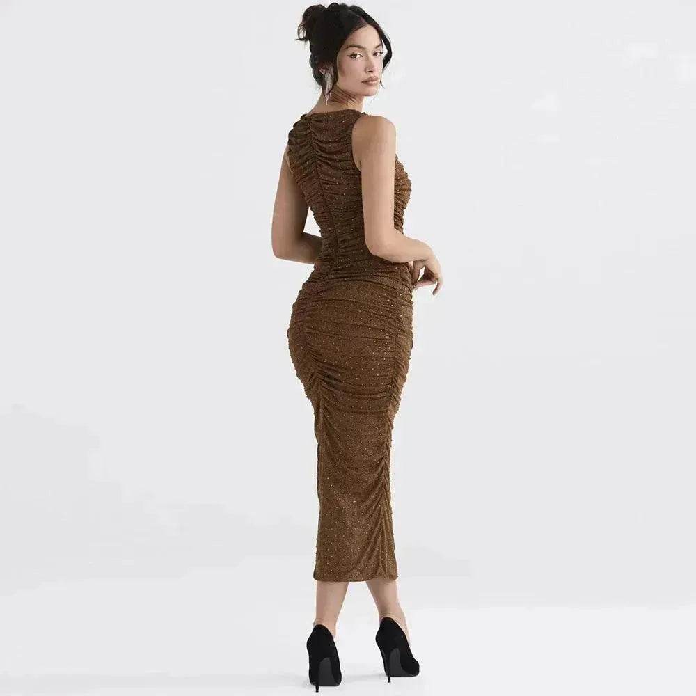 Tight Side Slit Pleated Party Party Dress Women - Velora