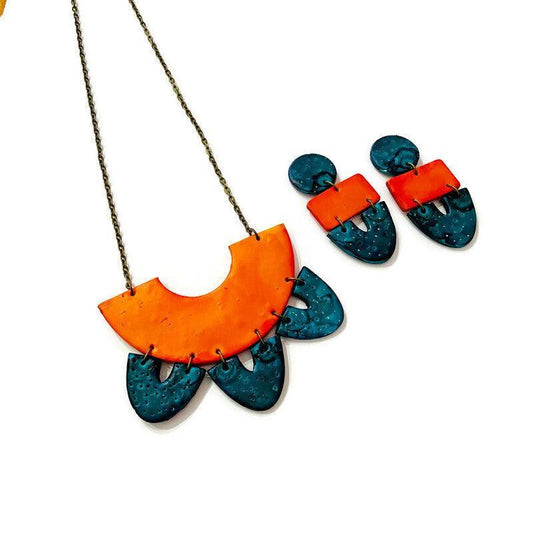 Unique Jewelry Set with Bib Necklace and Statement Earrings - Velora Luxury Fashion