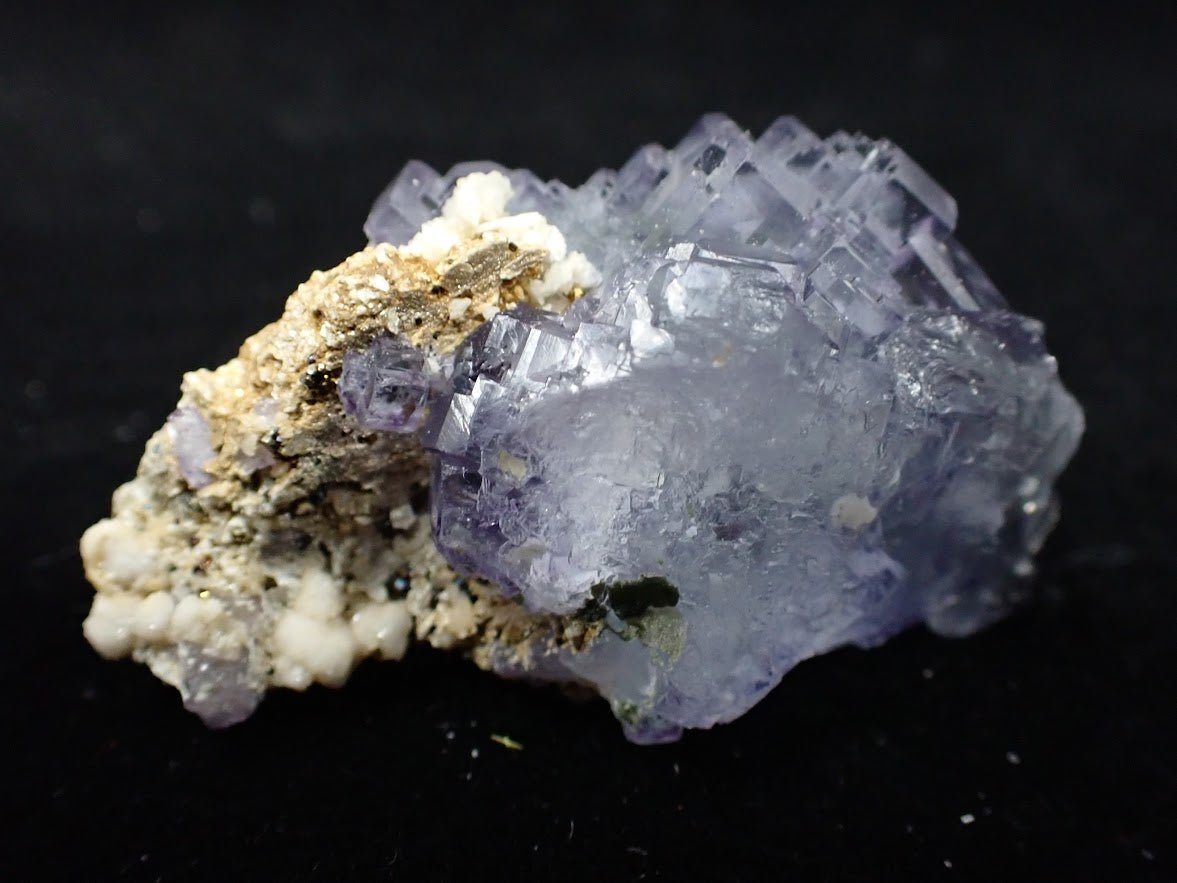 Vivid Purple Yaogangxian (YGX) Fluorite with Golden Pyrite (1 × 1 × 1″, 37g)