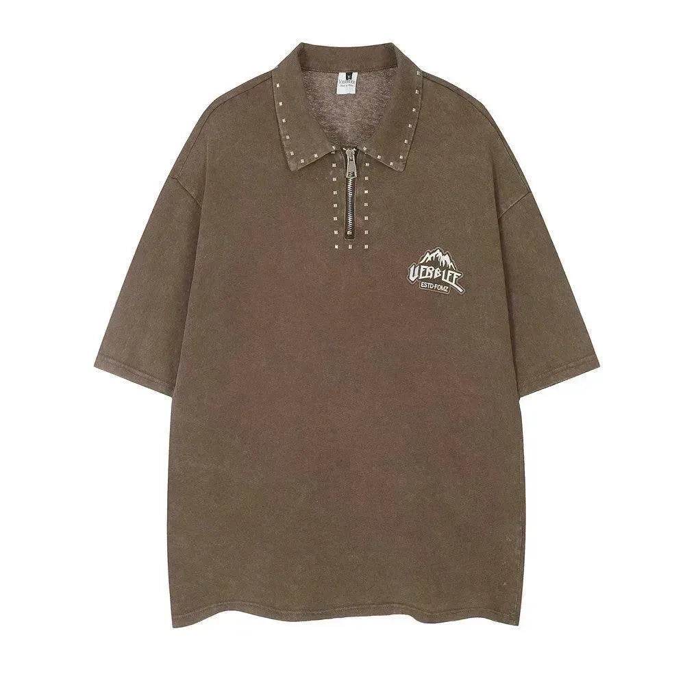 Washed And Worn Polo Shirt Men's Summer - Velora