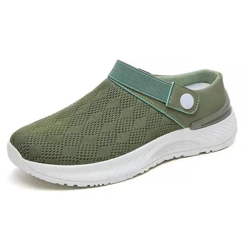 Women's Mesh Sandals Summer Breathable Lazy Slippers One-step Round Toe Half-slip Beach Slippers . - Velora