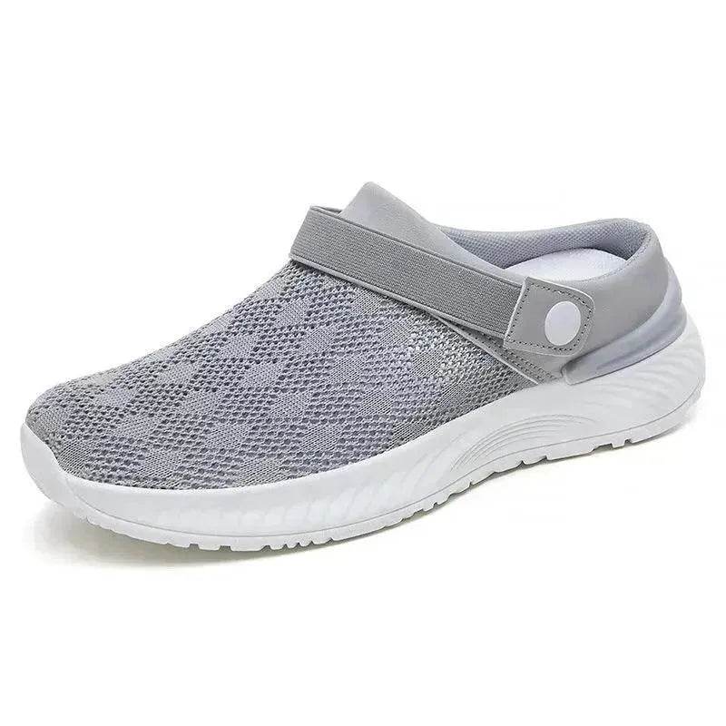 Women's Mesh Sandals Summer Breathable Lazy Slippers One-step Round Toe Half-slip Beach Slippers . - Velora