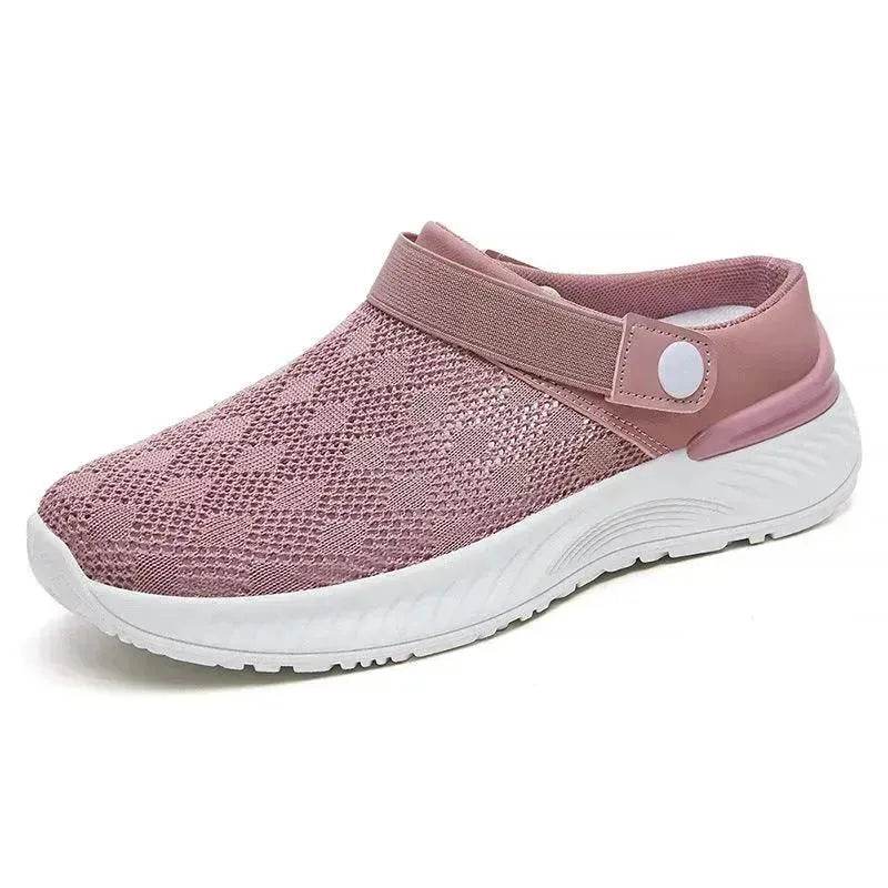 Women's Mesh Sandals Summer Breathable Lazy Slippers One-step Round Toe Half-slip Beach Slippers . - Velora