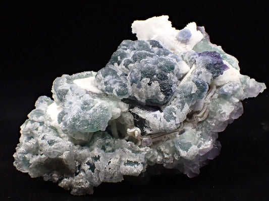 Zhejiang Green-Purple Fluorite with Calcite – Multi-Generation Octahedral Growth