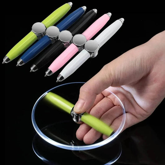 Creative Multi-Function LED Pen Spinning Decompression Gyro Metal Ballpoint Pen Fashion Office School Supplies Writing Pens - Velora