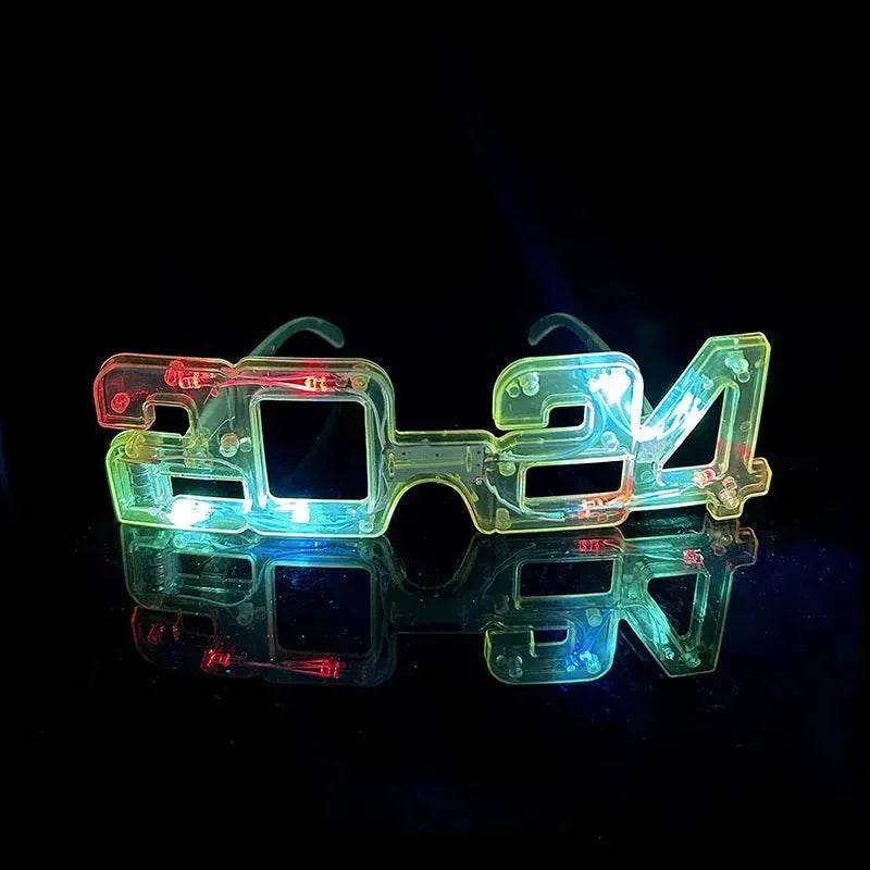 LED Glowing New Year Glasses 2024 Glitter Glasses For Party Evening Decoration - Velora