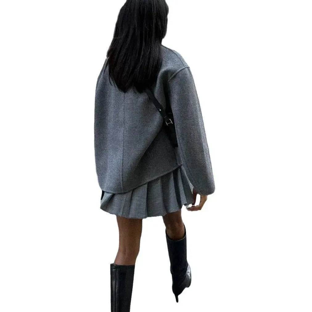 Fall Winter Double Breasted Solid Color Cashmere coat for women - Velora