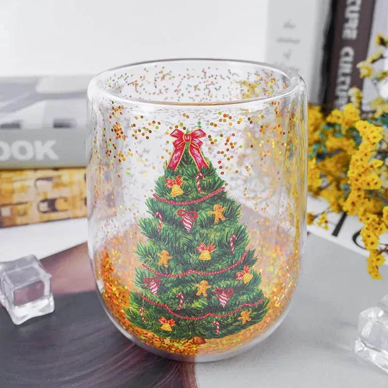 Christmas Tree Cups Heat Resistant Double Layer Household Cartoon Tumbler Gift Idea - Velora