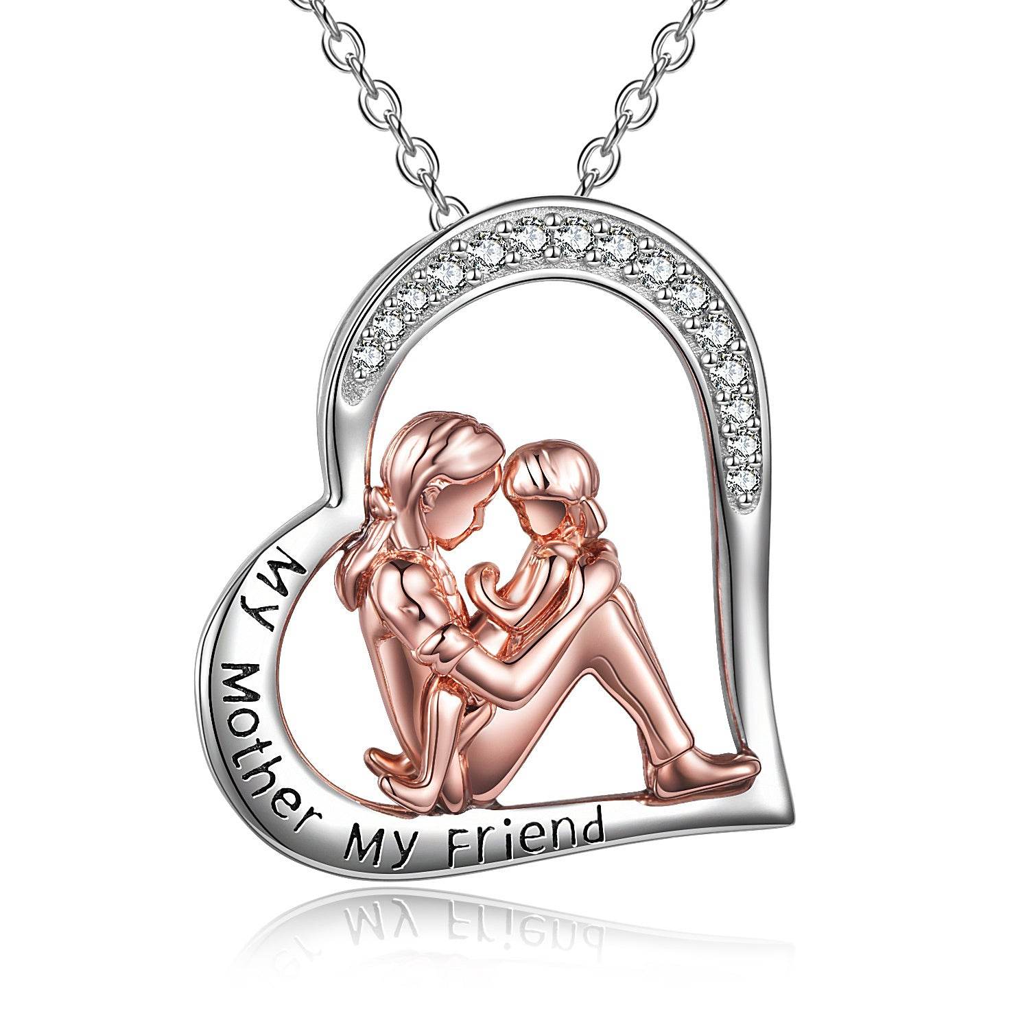 Mother's Day Necklace 925 Sterling Silver Engraved My Mother My Friend - Velora