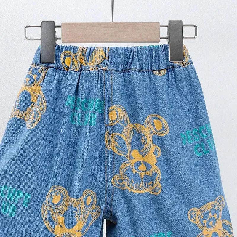 Denim Short Sleeve Shirt Outfit Trendy Handsome Clothes Boys Denim two piece for boys - Velora