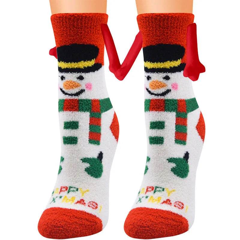 Soft Carton Christmas-themed Fleece Winter Home socks for Women