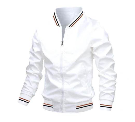 Men's Striped Zip-up Jacket With Pockets Fashion Casual Outerwear Sports Baseball Clothing Spring And Fall - Velora