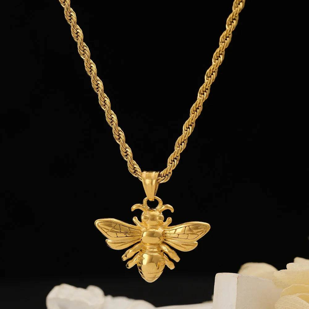 Titanium Steel Bee Necklace Stainless Steel gold - Velora