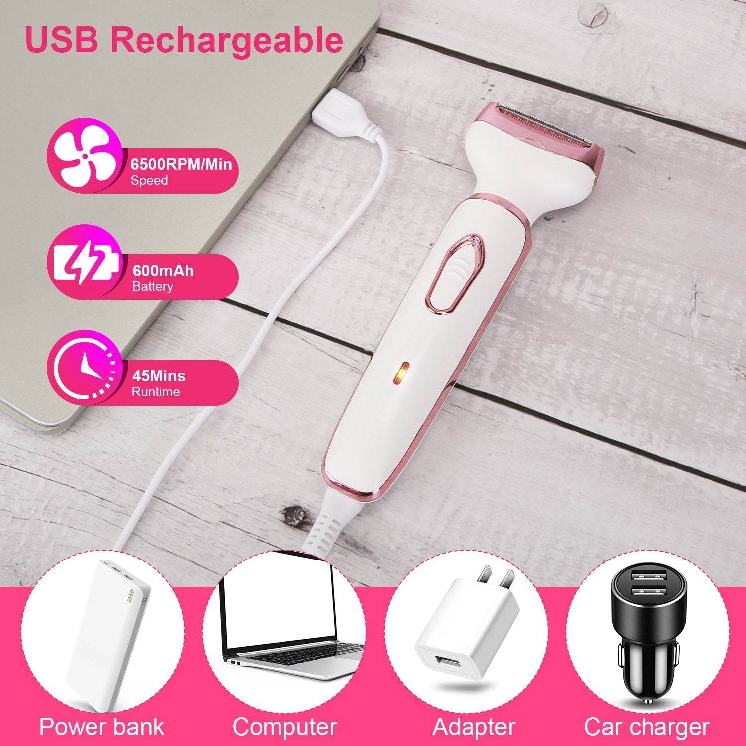 4 in 1 Painless Women Electric Hair Shaver trimmer for women - Velora