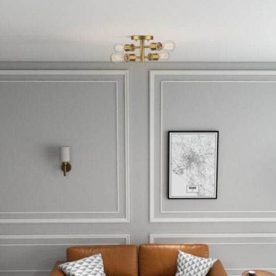 Ephemeral Four Lights Semi Flush Mount Retro Hallway Kitchen Bedroom Living Room Ceiling Pendant 11 W X 6.5 H - Velora