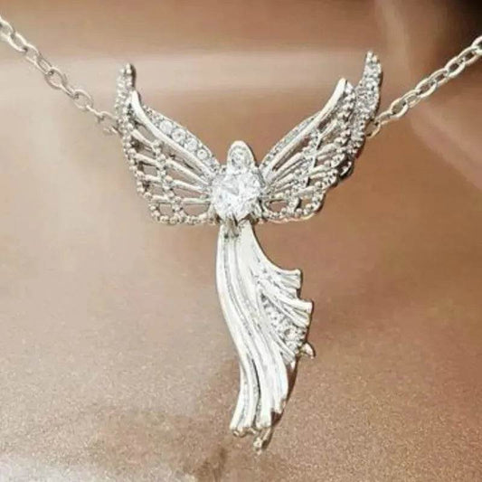 Diamond Modern Angel Pendant Necklace for Women - Velora