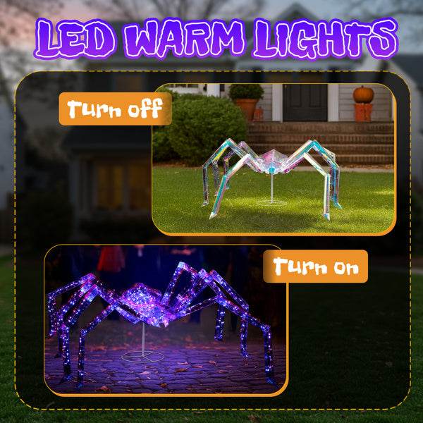 3ft Prism Spider, Illusion, 340 Purple Copper Wire Light, 4.5V 3.6W Halloween Standing Decoration US Specification - Velora