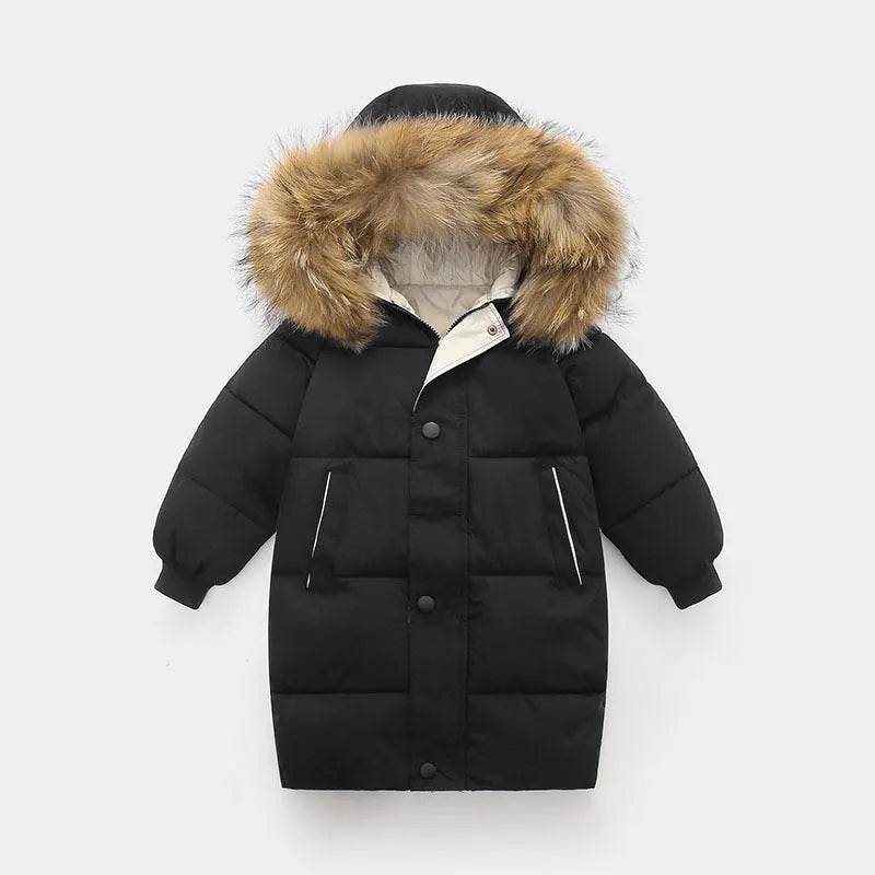Big Fur Collar Mid-length Medium And Large Children's Clothing Thick Winter Wear Coat
