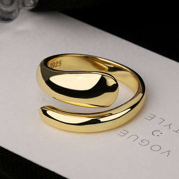 Silver Glossy Water Drop Ring