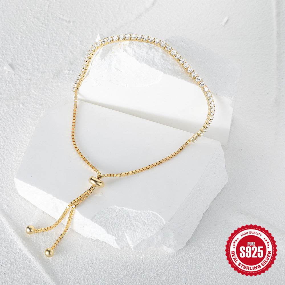 S925 Sterling Silver Fashionable All-match Elegant Single Row Tennis Zircon Women's Bracelet - Velora