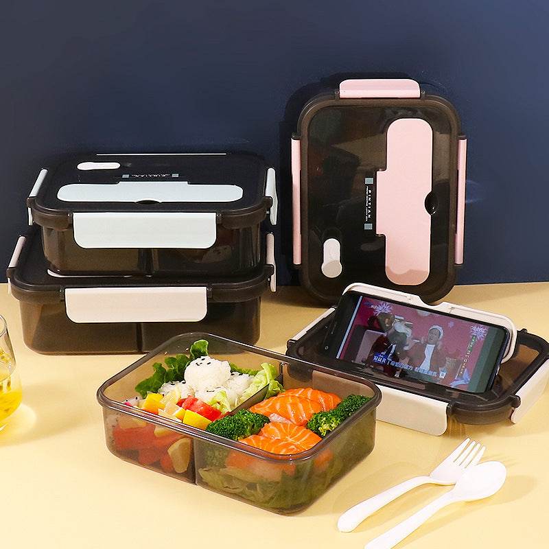 Portable Kids Bento Plastic Lunch Box with Cutleries - Velora
