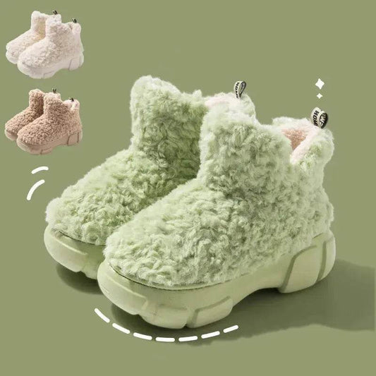 Winter Cashmere Snown Boots With 6cm Platform Warm Plus Velvet High-top Fleece Cotton Shoes Women Outdoor Indoor House Plush Shoes - Velora