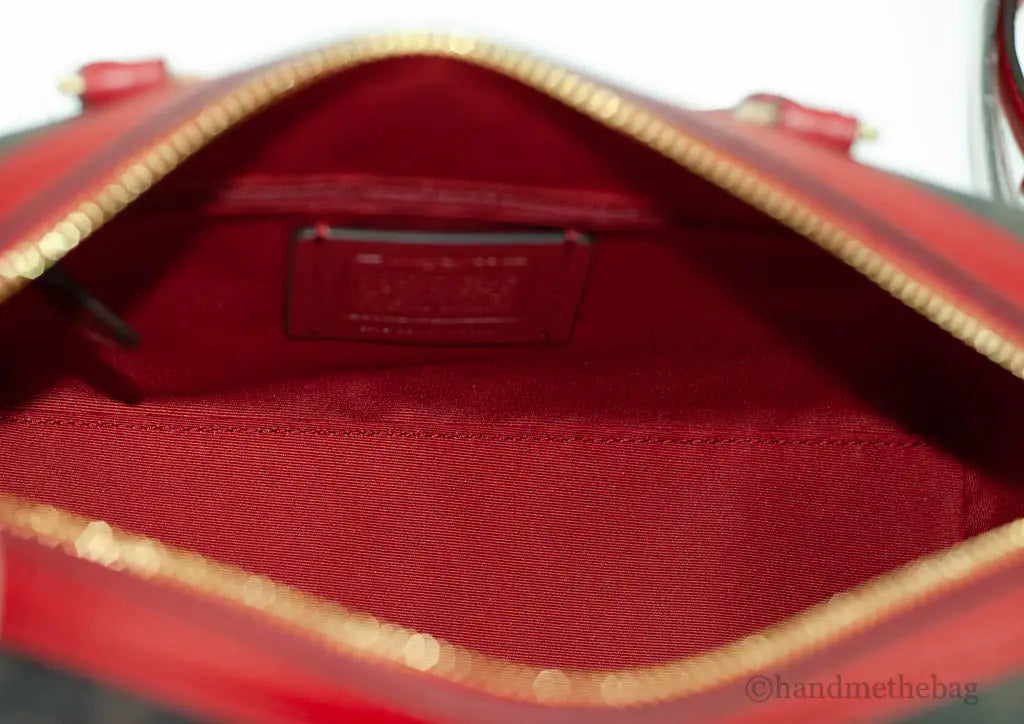 Coach (83607) Rowan Brown 1941 Red Signature Medium Satchel Crossbody Handbag