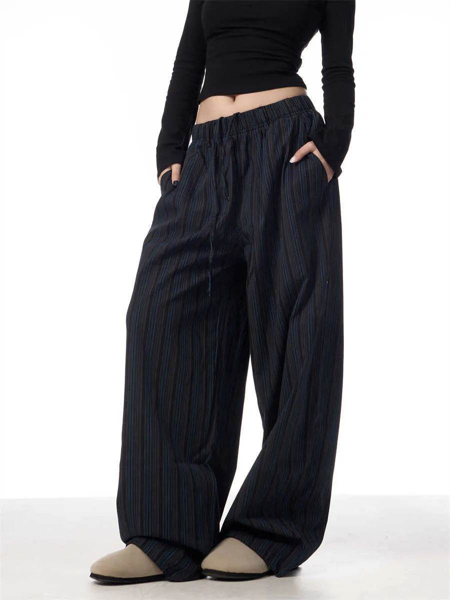 American Vintage Stripe Machete Wide-leg Casual Baggy Trouser Pants Women - Velora