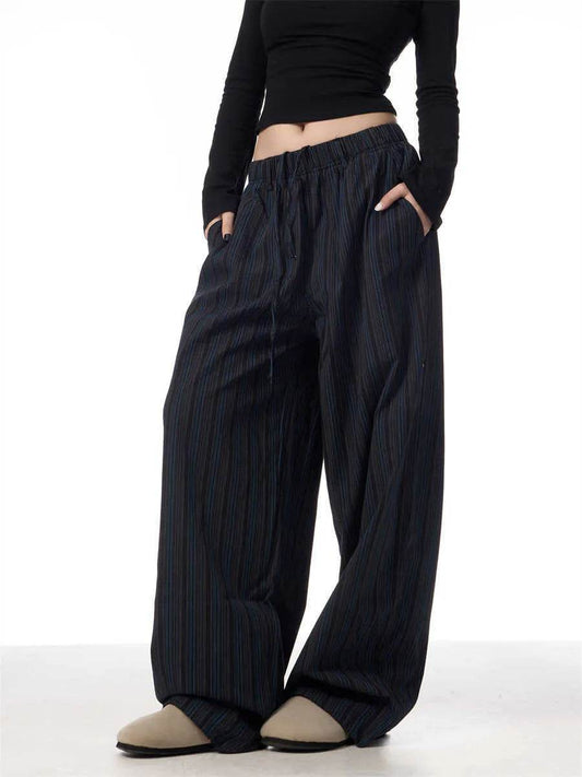 American Vintage Stripe Machete Wide-leg Casual Baggy Trouser Pants Women - Velora