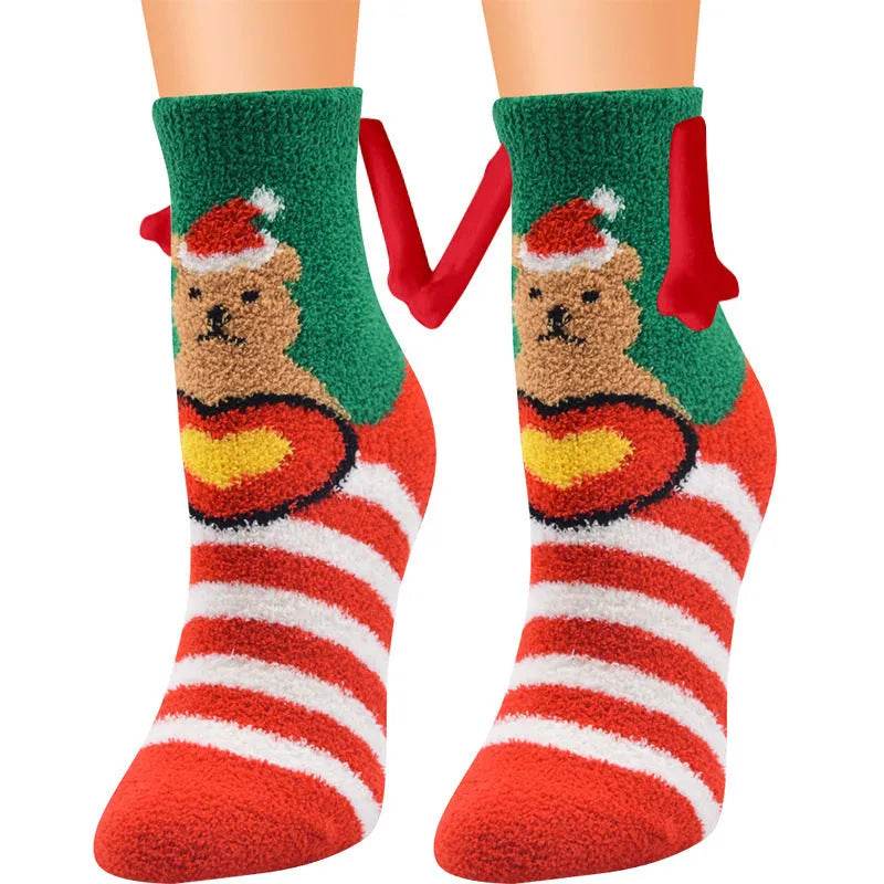 Soft Carton Christmas-themed Fleece Winter Home socks for Women