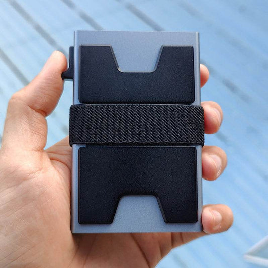 Men's Metal RFID Anti-magnetic Aluminum Alloy Elastic Band Wallet Card Holder - Velora