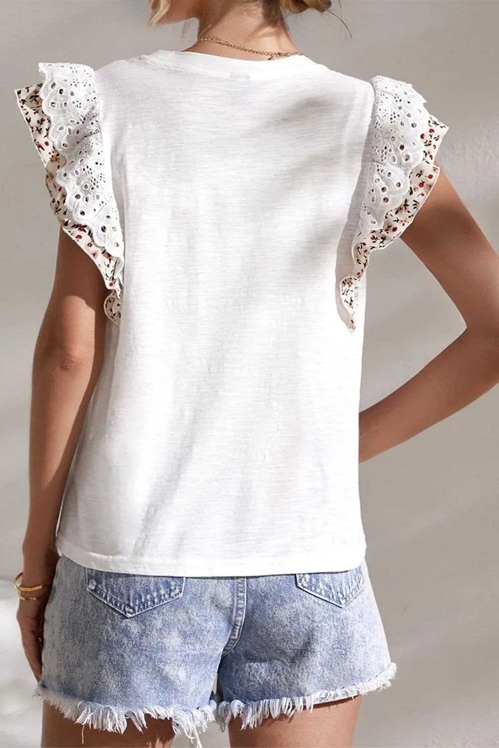 Oh Full Size Ruffled Round Neck Cap Sleeve Top - Velora