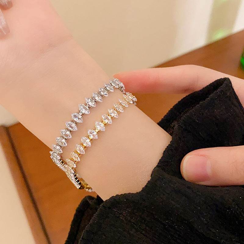 Fashion Jewelry Zircon Geometric Square Bracelet South Korea Fashion Elegant Heart Bracelet Internet Celebrity Light Luxury - Velora
