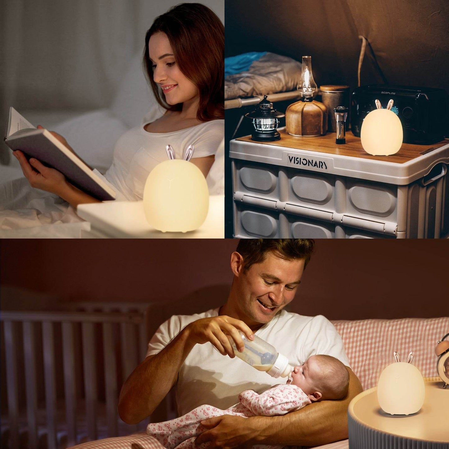 Baby Feeding, Adjustable, Creative, Rabbit, Elk Touch Light, Clap Light, Small Electric Light, Soft Baby Lamp toy - Velora