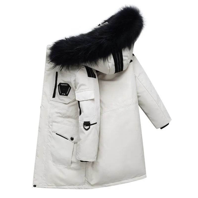 Children's Down Jacket Windproof Thick Fur Collar Winter Coat Jacket - Velora
