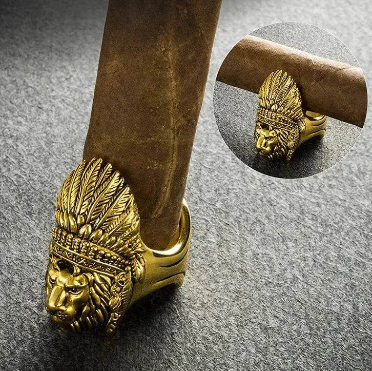 Portable Multifunctional Gothic Gold Ring Cigar Holder - Velora